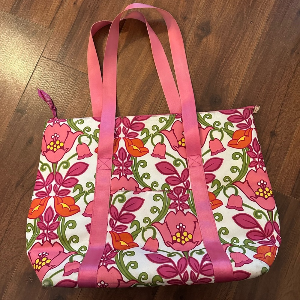 Vera Bradley Floral Pink Cooler Tote Bag